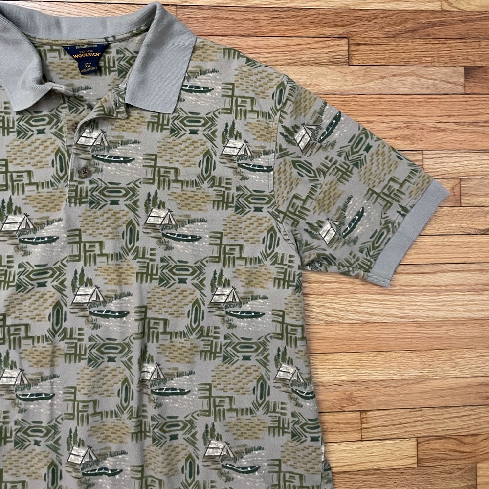 WOOLRICH Cotton Camping Theme Polo Shirt - Picture 2 of 12